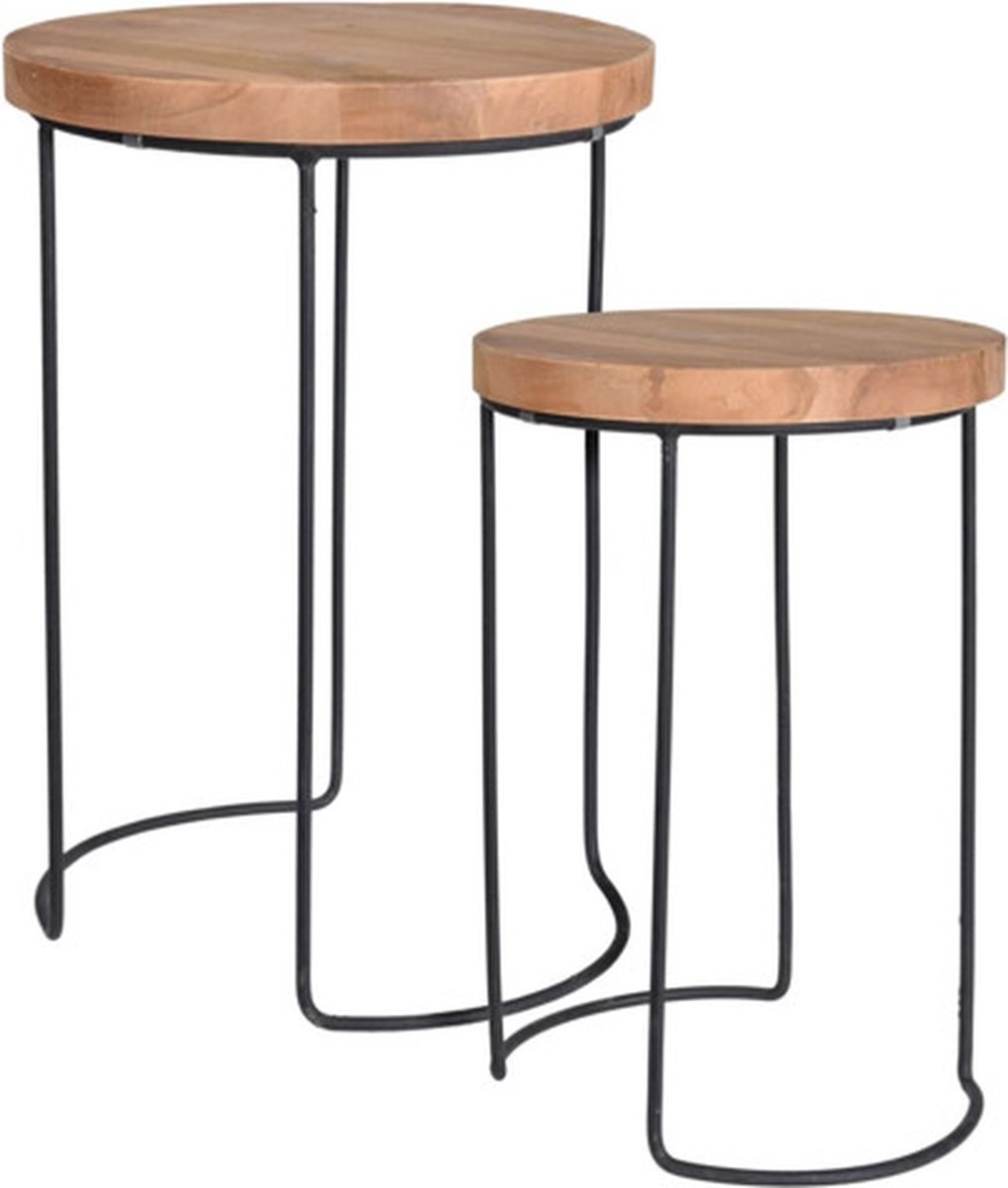 H&S - Collection - 2-delige - Bijzettafelset - teakhout