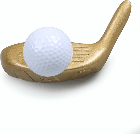 Antartidee - wandhaak - kapstok - golf - hybrid golfclub met golfbal - goudkleurig - wit - italiaans design - handwerk - polystone
