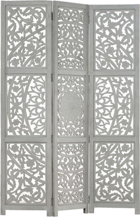 vidaXL-Kamerscherm-3-panelen-handgesneden-120x165-cm-mangohout-grijs