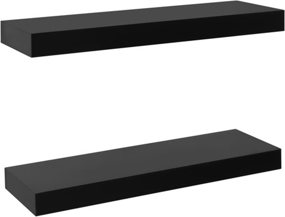 vidaXL Wandplanken - zwevend - 2 - st - 40x20x3,8 - cm - zwart