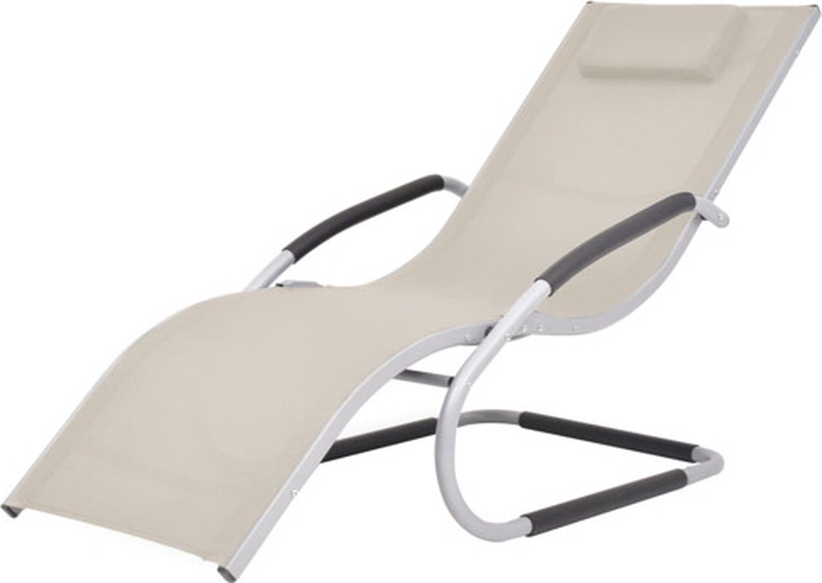 vidaXL Ligbed met kussen aluminium en textileen crème