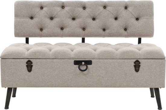 vidaXL Banc de rangement avec dossier 110 cm Tissu Crème - Banc de rangement - Bancs de rangement - Banc de rangement - Bancs de rangement