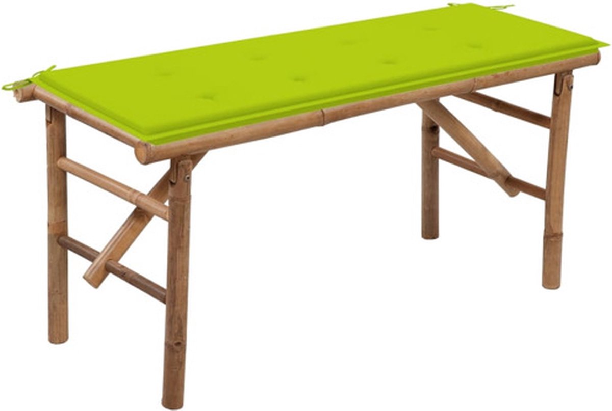 vidaXL - Tuinbank - inklapbaar - met - kussen - 118 - cm - bamboe