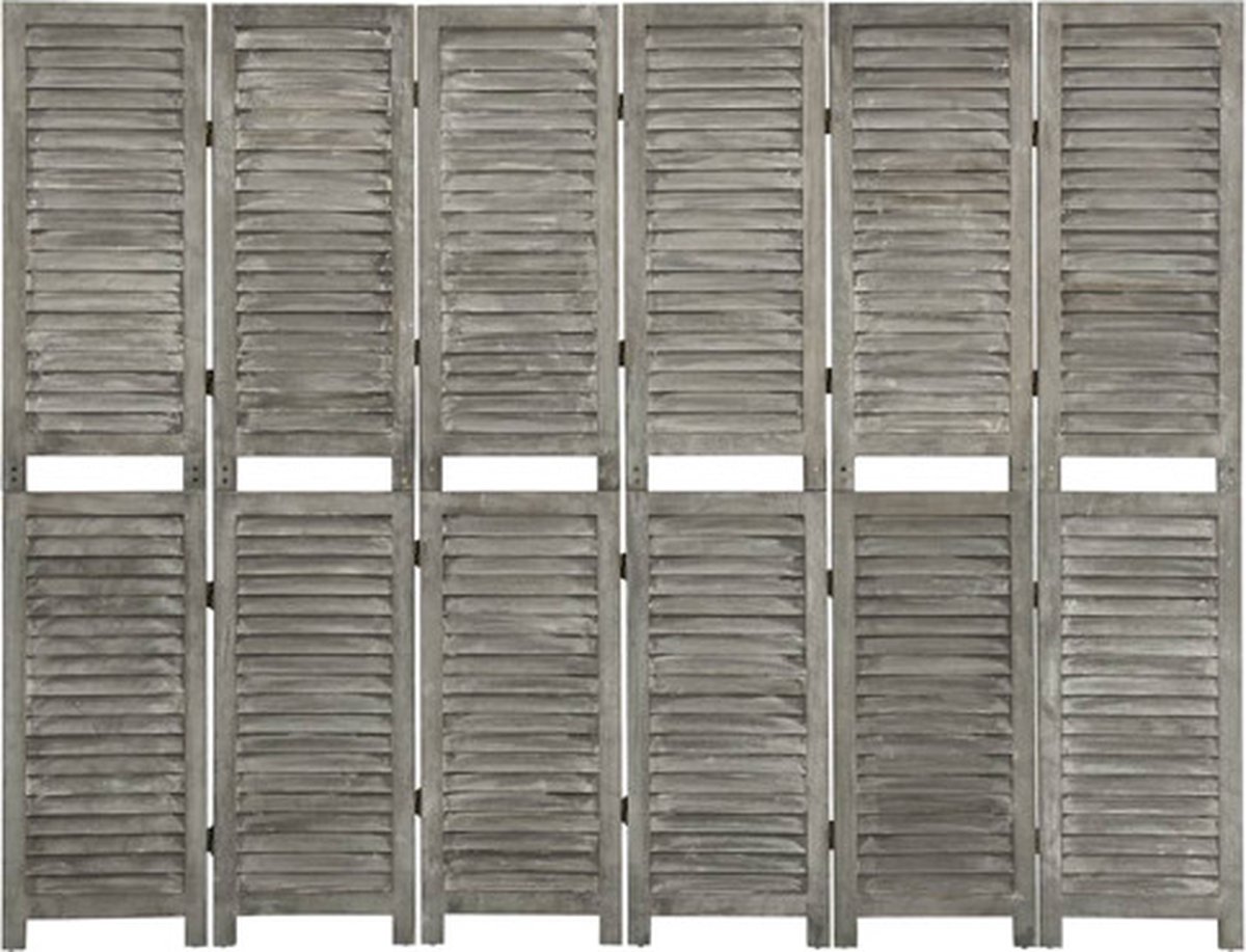 vidaXL - Kamerscherm - met - 6 - panelen - 214x166 - cm - massief - hout - grijs