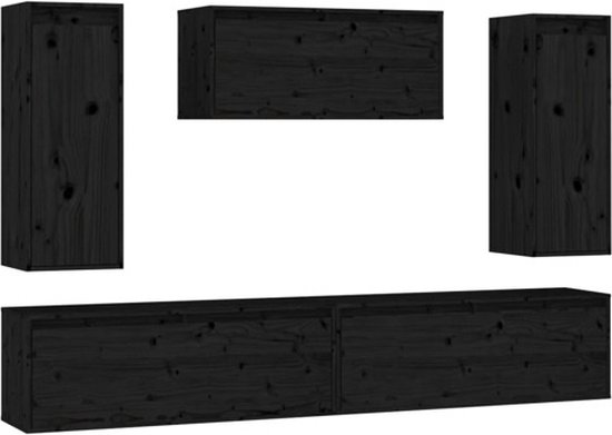 vidaXL - Tv-meubelen - 5 - st - massief - grenenhout - zwart