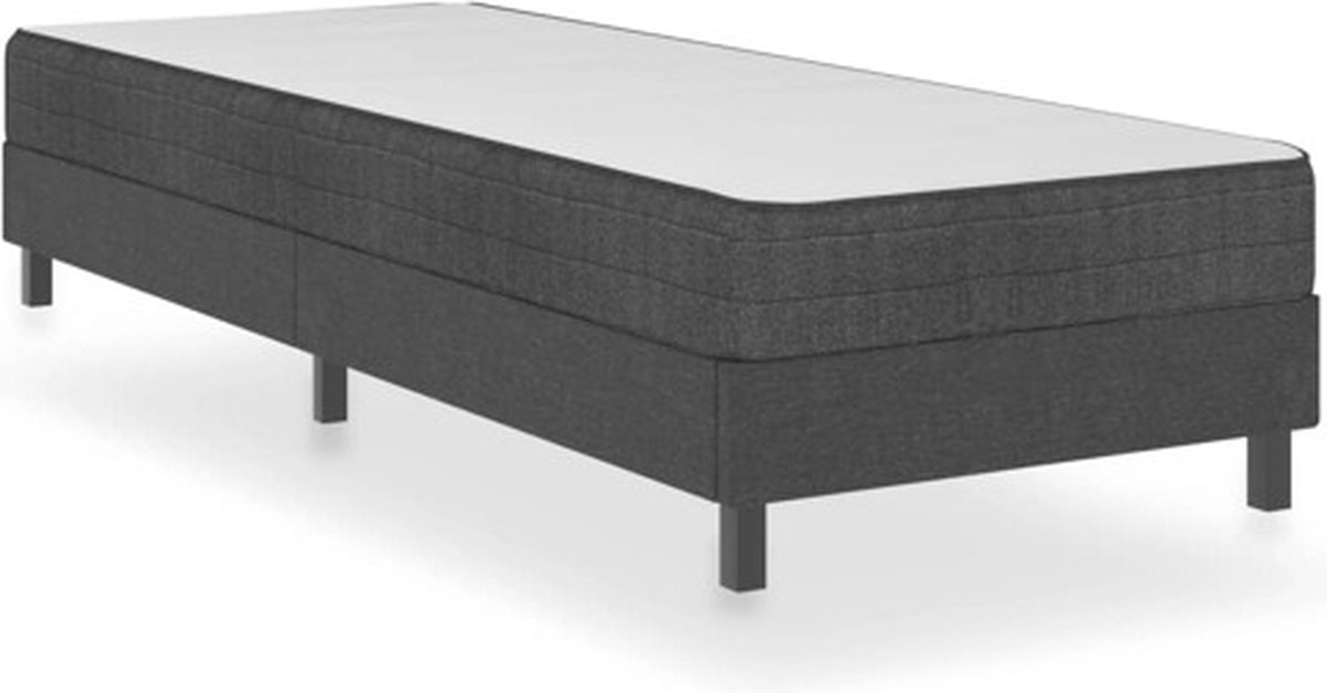 vidaXL - Boxspring - stof - donkergrijs - 100x200 - cm