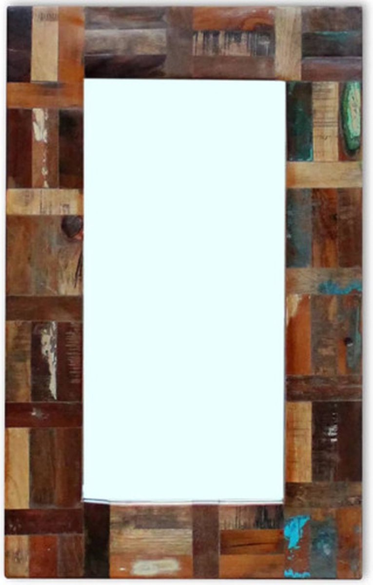vidaXL - Spiegel - 80x50 - cm - massief - gerecycled - hout