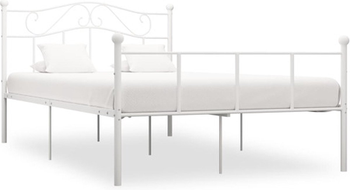 vidaXL - Bedframe - metaal - wit - 120x200 - cm