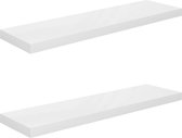 vidaXL - Wandschappen - zwevend - 2 - st - 90x23,5x3,8 - cm - MDF - hoogglans - wit