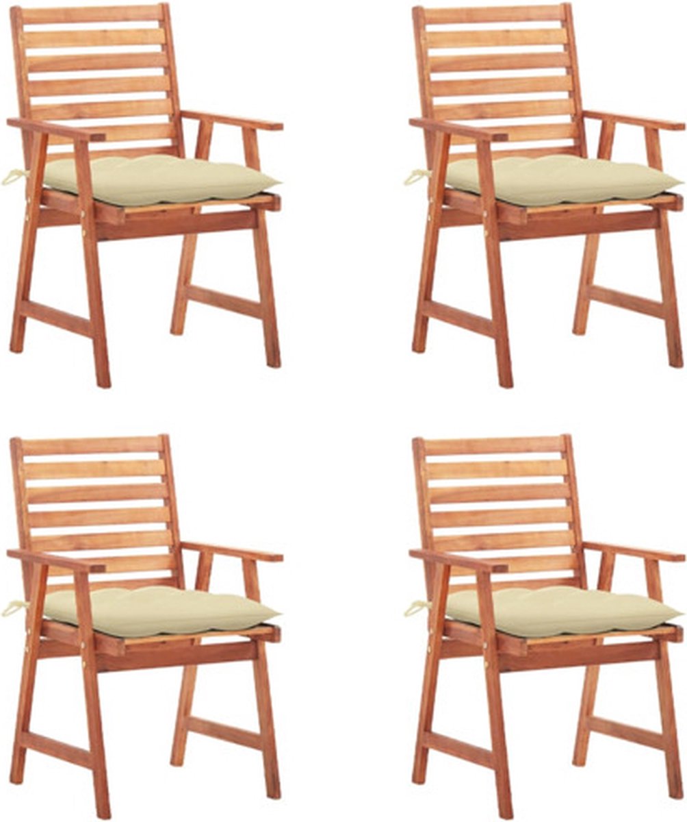 vidaXL - Tuinstoelen - 4 - st - met - kussens - massief - acaciahout
