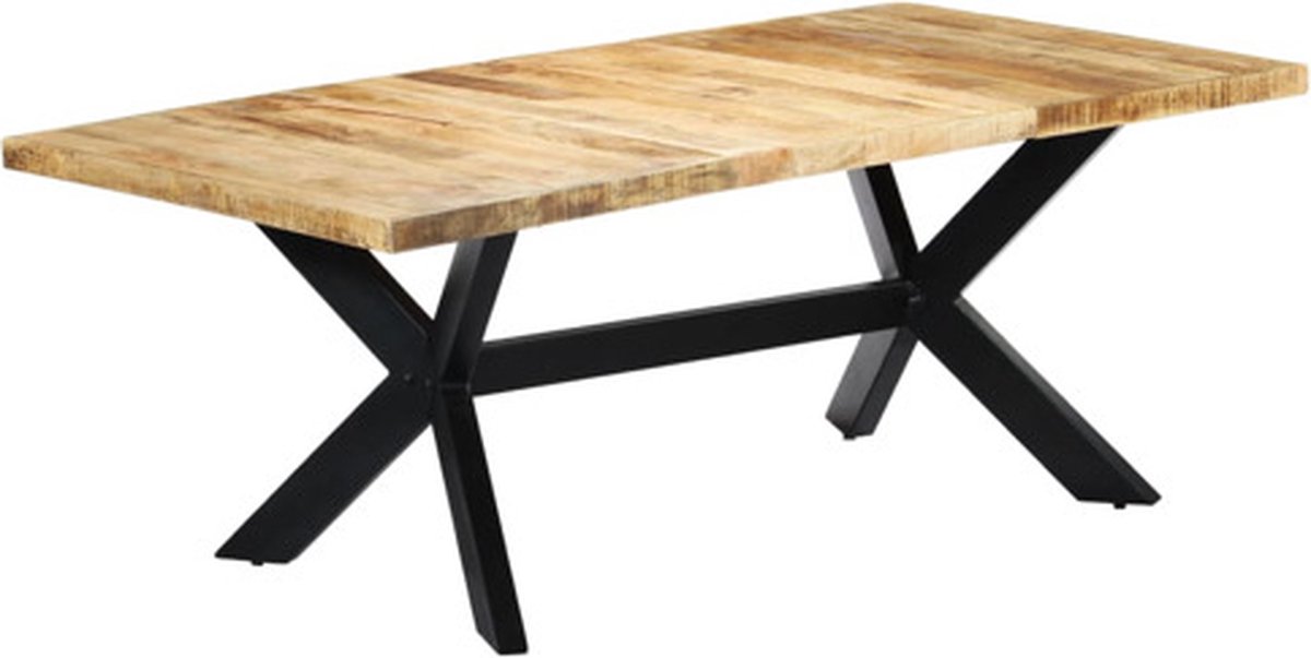 vidaXL Eettafel - 200x100x75 - cm - massief - mangohout Lichtbruin