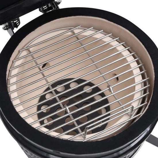 vidaXL Kamado barbecue 2-in-1 56 cm keramiek zwart van VidaXL — afbeelding 5