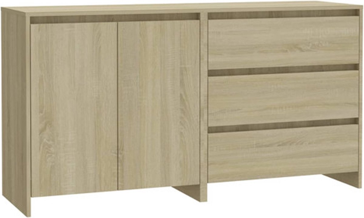 vidaXL - 2 - st - Dressoirs - bewerkt - hout - sonoma - eikenkleurig