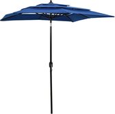 vidaXL-Parasol-3-laags-met-aluminium-paal-2x2-m-azuurblauw