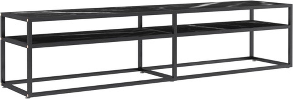 vidaXL - Tv-meubel - 180x40x40,5 - cm - gehard - glas - zwartmarmerkleurig