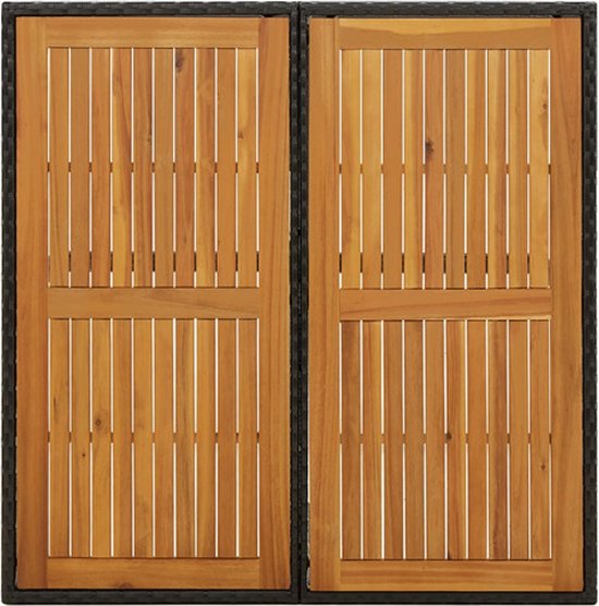 vidaXL - Tuintafel - 109x107x74 - cm - poly - rattan - en - massief - acaciahout - zwart