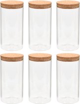 Econovo Voorraadpotten met Deksel (2-delig) 1200 ml, glazen voorraadpotten met houten deksel, luchtdicht, opbergpotten, set voorraadpotten voor voedsel, groot en klein