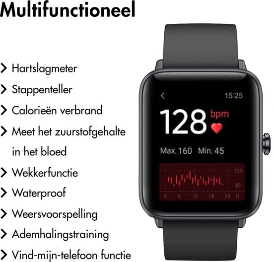 Lintelek Premium Smartwatch Dames en Heren - Watch Geschikt voor Apple, Samsung, IOS en Android - GT01 - Sporthorloge - Zwart