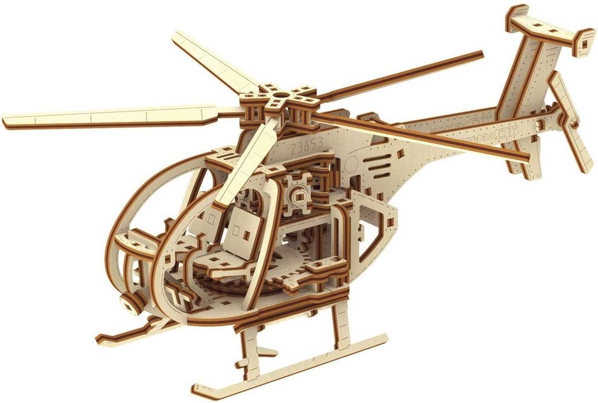Wooden City Constructie-helikopter Jongens Hout Bruin 173-delig
