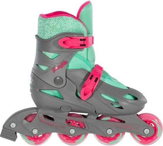 Playlife Riddler Rollers - Taille 31-34 - Unisexe - Gris / vert / rose réglable