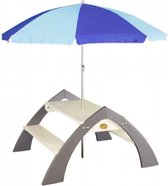 AXI Kylo XL Picknicktafel in Grijs/Wit met Parasol in Blauw - Picknick set voor kinderen van hout