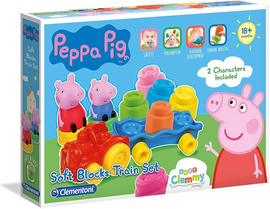 Baby Clementoni - Kleine Treinset Peppa Pig - Blokkenwagen - 14 stukjes, blokken voor kinderen van Clementoni — afbeelding 2
