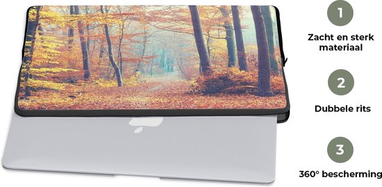 Housse ordinateur 17 pouces - Forêt - Automne - Feuilles - Housse ordinateur - Dimensions intérieures 42,5x30 cm - Dos noir