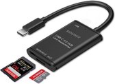 Sounix USB C kaartlezer - 3 in 1 Cardreader - 5 Gbytes/s - SD/TF kaartlezer - Extra USB 3.0 port - Zwart - UCH31200