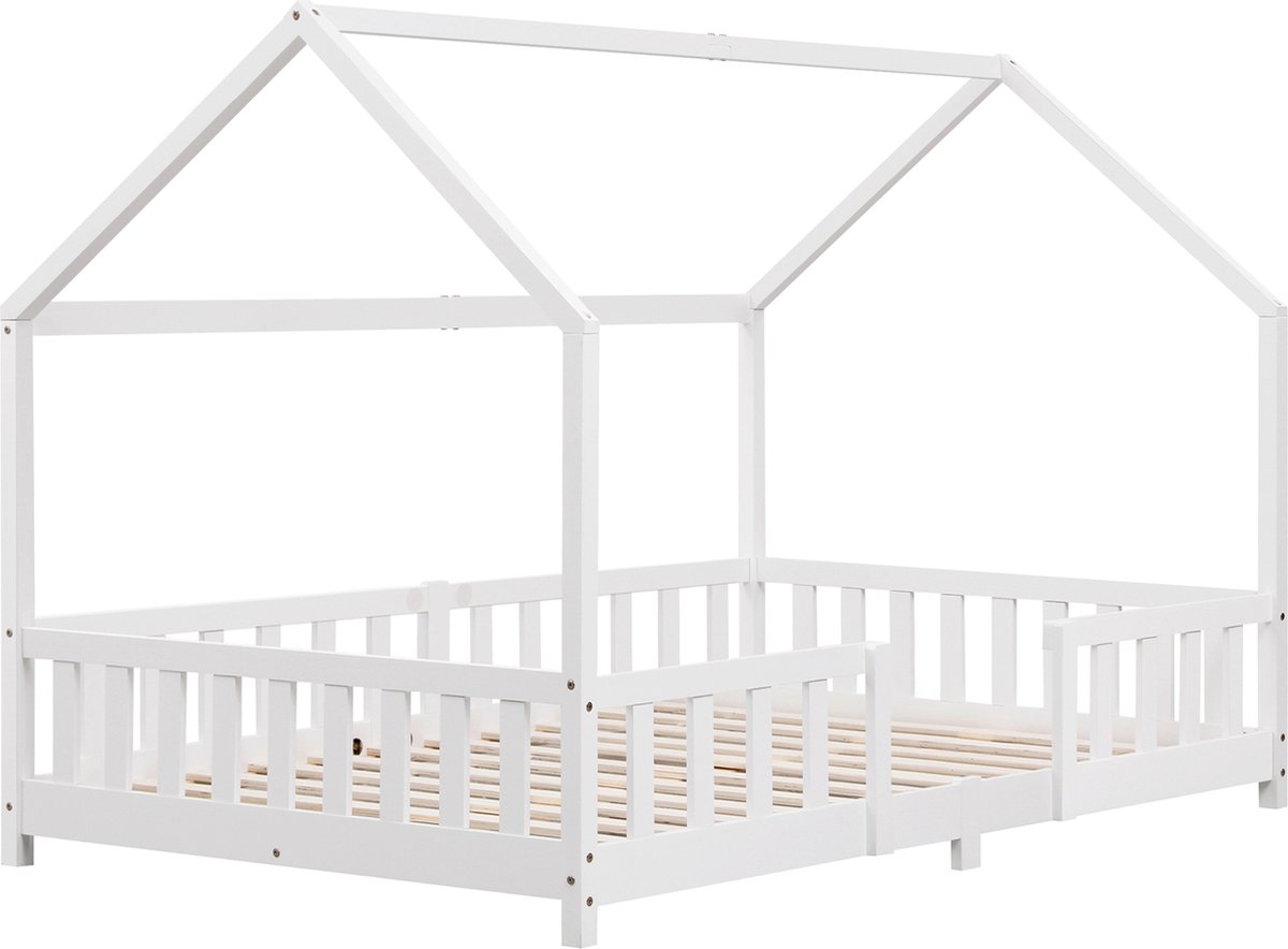 en.casa Kinderbed Sisimiut met uitvalbeveiliging 120x200 cm wit
