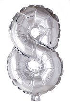 Folieballon 8 jaar Zilver 66cm