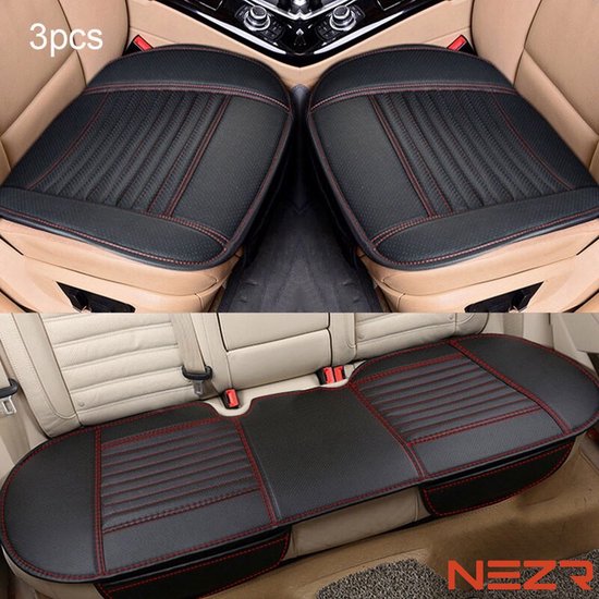 wij Opheldering lood Nezr® Autostoelhoes Universeel Compleet set 3 Delig - Leer - Auto  accessoires -... | bol.com