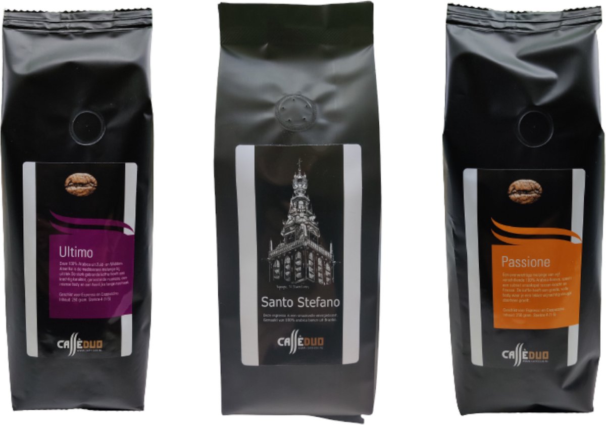 Proefpakket 100% Arabica koffiebonen - Caffè Duo - 3x250 gram - Koffiebonen