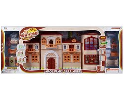 Ariko Poppenhuis My New Home Villa Series - Muziek en Licht - inclusief tuinmap en keuken en slaapkamermeubels - inclusief 2 x AA batterijen