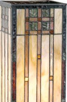 LumiLamp Tiffany Tafellamp 18*18*45 cm E27/max 1*60W - Beige Bruin Glas in lood