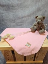 Rosalynn Vintage, Baby deken 75x100- wieg deken - kinderwagen deken -ajour patroon, roze deken, 100% katoen, zomer deken, soepel- kindvriendelijk - 7428