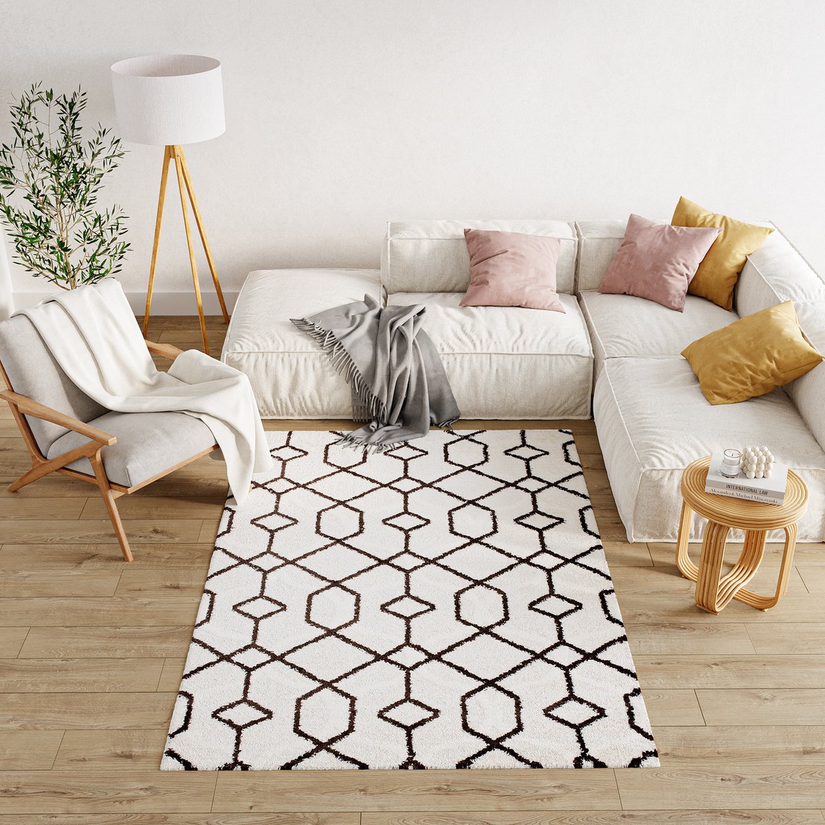 Tapiso Modena Vloerkleed Hoogpolig Fluffy Modern Tapijt Shaggy Maat- 200x300
