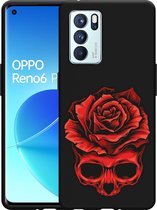 Oppo Reno6 Pro 5G Hoesje Zwart Red Skull - Designed by Cazy