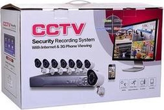 CCTV FaMo camerasysteem beveilingssysteem 8 Camera’s + DVR ook voor internet en telefoon