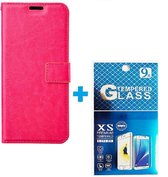 Etui Motorola Moto G60s book case + 2 pièces Glas Screen Protector rose
