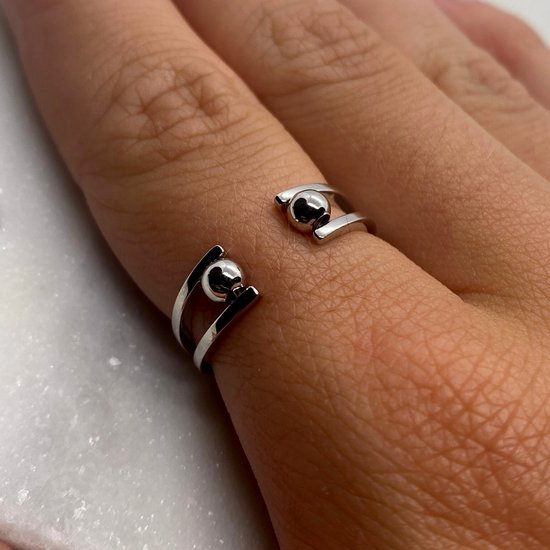 Anxiety Ring - (Bolletjes) - Stress Ring - Fidget Ring - Anxiety Ring For Finger - Draaibare Ring Dames - Spinning Ring - Spinner Ring - One-size - Zilver 925 - Despora