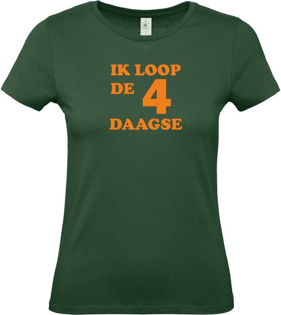 Dames T-shirt Ik loop de 4 daagse |Wandelvierdaagse | vierdaagse Nijmegen | Roze woensdag | Groen | maat XXL