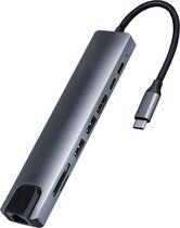 Tavaro 8 in 1 USB C HUB - USB-C Dock  - Ethernet - HDMI - 2x USB-C - 2x USB 3.0 - Micro SD en SD Kaartlezer - Geschikt voor Apple Macbook Pro, Air, Lenovo, Samsung - Space Grijs