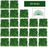 COSTWAY 4 Stück Künstliche Hecke Pflanzenwand, 50 x 50 cm