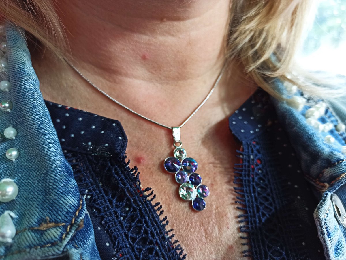 BUBBLE Handgemaakte halsketting - Italiaans design met SWAROVSKI ELEMENTS™ Ketting 40 cm - Hanger lengte 4,5 cm - Juweel van gerhodineerd materiaal