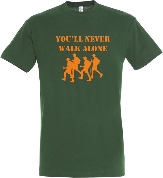 T-shirt You'll never walk alone |Wandelvierdaagse | vierdaagse Nijmegen | Roze woensdag | Groen | maat XXL