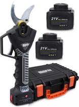 Reichlër® Elektrische Snoeischaar - 40 mm Snijdiameter - 2x Accu - Anti-cut functie - Heggenschaar - Takkenschaar - Zwart