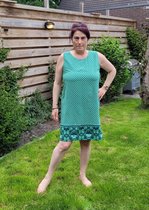 Luchtige mouwloze jurk in GROEN, boho design, zomer jurk maat 42