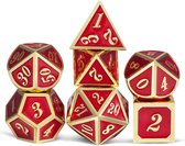 Top Dice™ - 7 Metalen Dobbelstenen Dungeons & Dragons – Goud met Rood – Polydice set TRPG