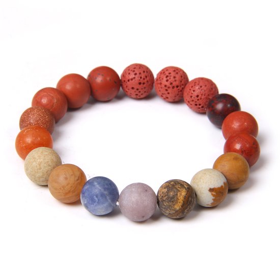 Marama - bracelet Fire - perles rondes mates en pierre naturelle - élastique