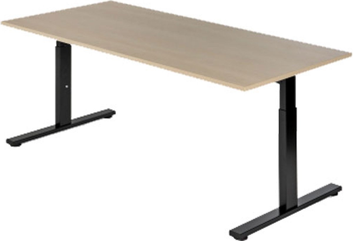 Presto R - Verstelbaar bureau - 140x80 - Eiken Natuur - Zwart frame